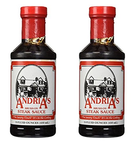 Andria's steak sauce bottle front view for boosting grilled steak flavor