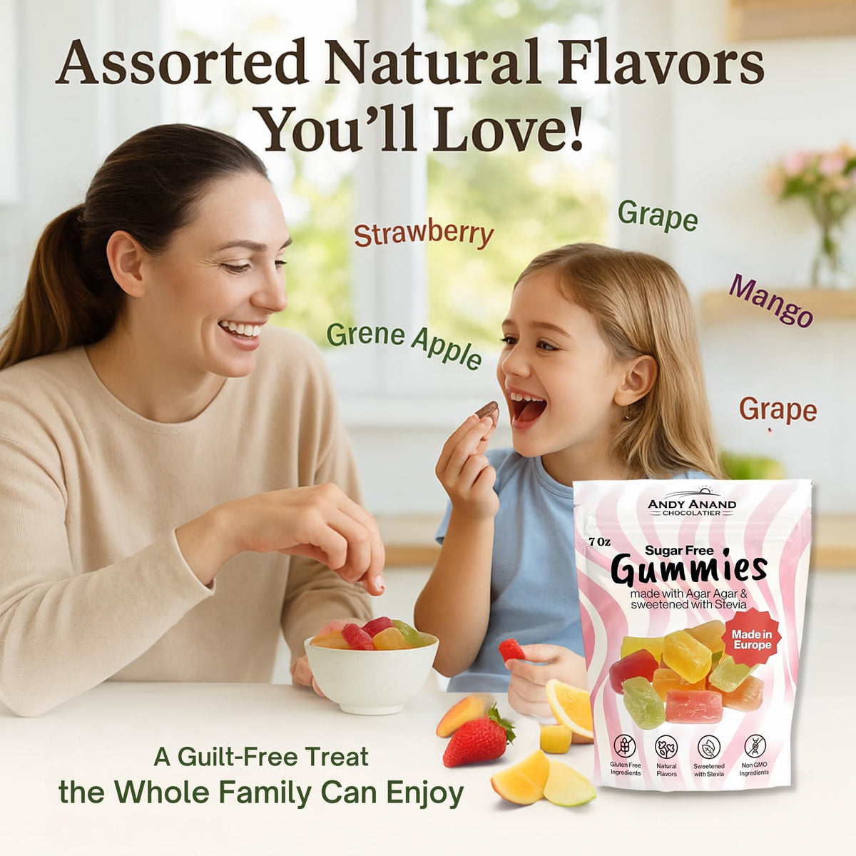 ANDY ANAND Chocolatier sugar-free gummies gift-ready packaging for birthdays and Mother's Day.