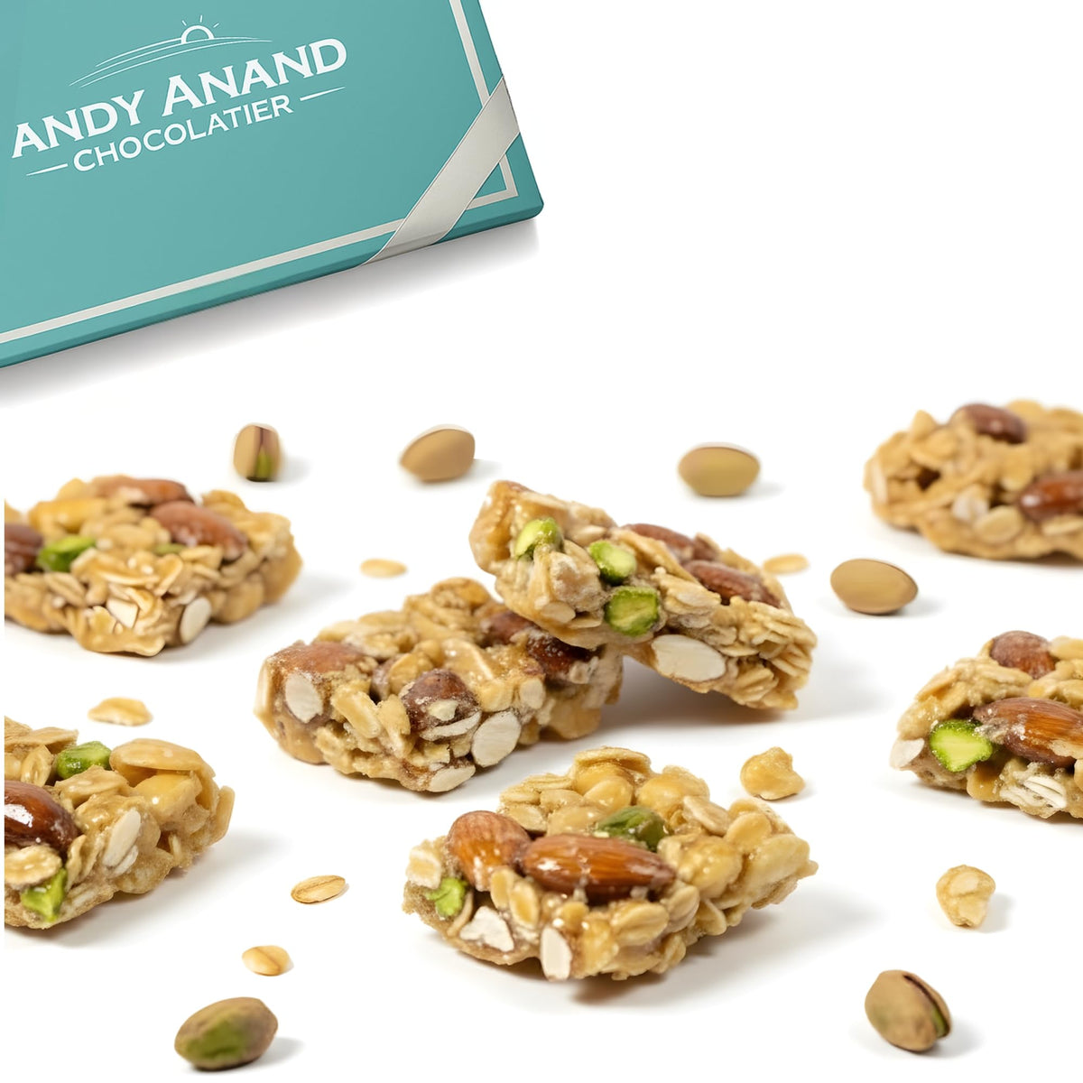 Andy Anand Chocolatier sugar-free old-fashioned brittle in a 7 oz bag showing crunchy texture