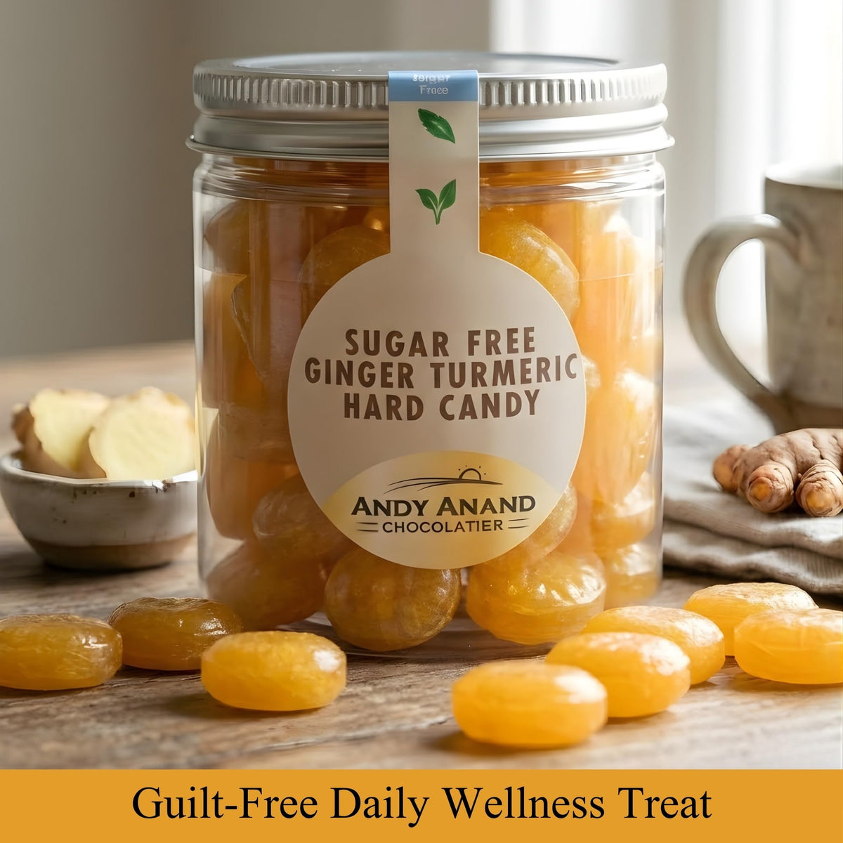 Sharing bowl featuring Andy Anand sugar-free candies perfect for gatherings.