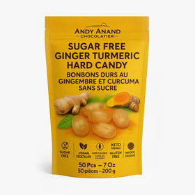 Zero sugar label on Andy Anand packaging signals guilt-free treat.