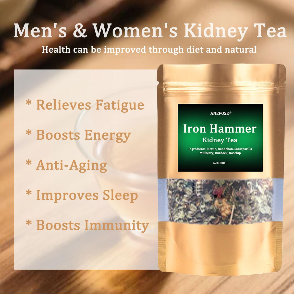 ANEFOSE Iron Hammer Tea brew color demonstrates a rich amber infusion