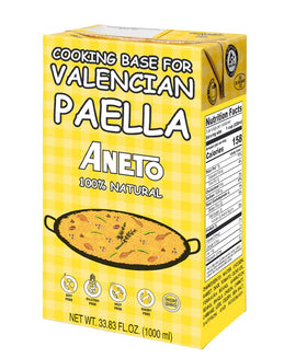 Aneto paella pan in cooking process for a fragrant paella