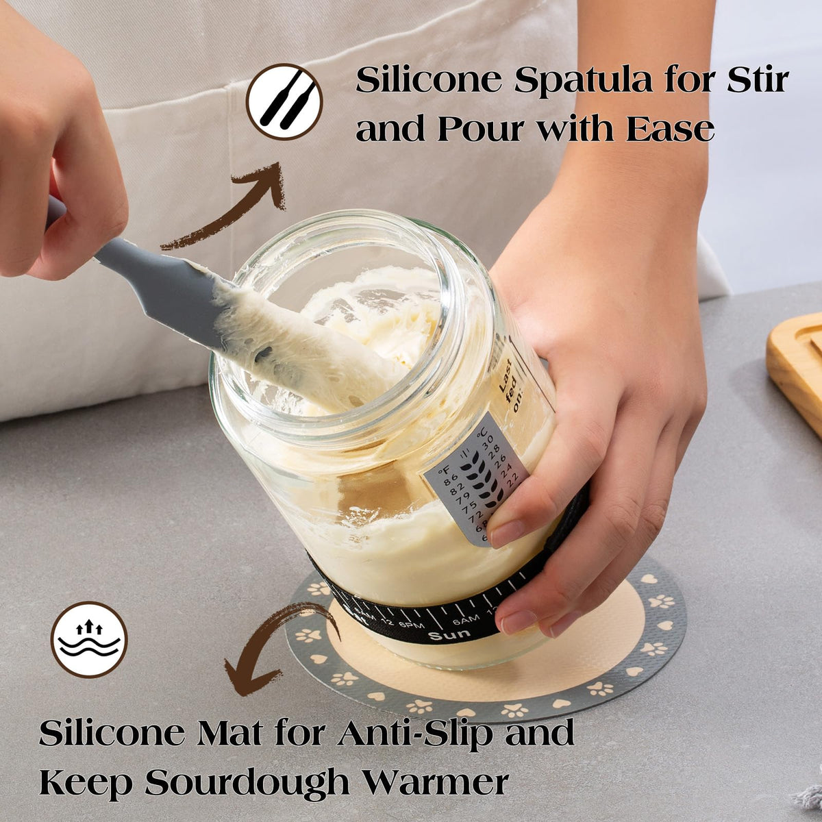 Angadona Sourdough Jar Scraper 2-pack for easy transfers and cleaning.