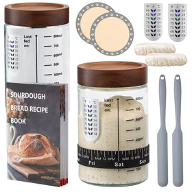 Angadona Sourdough Starter Jar 34oz with wide mouth for easy filling and cleaning.