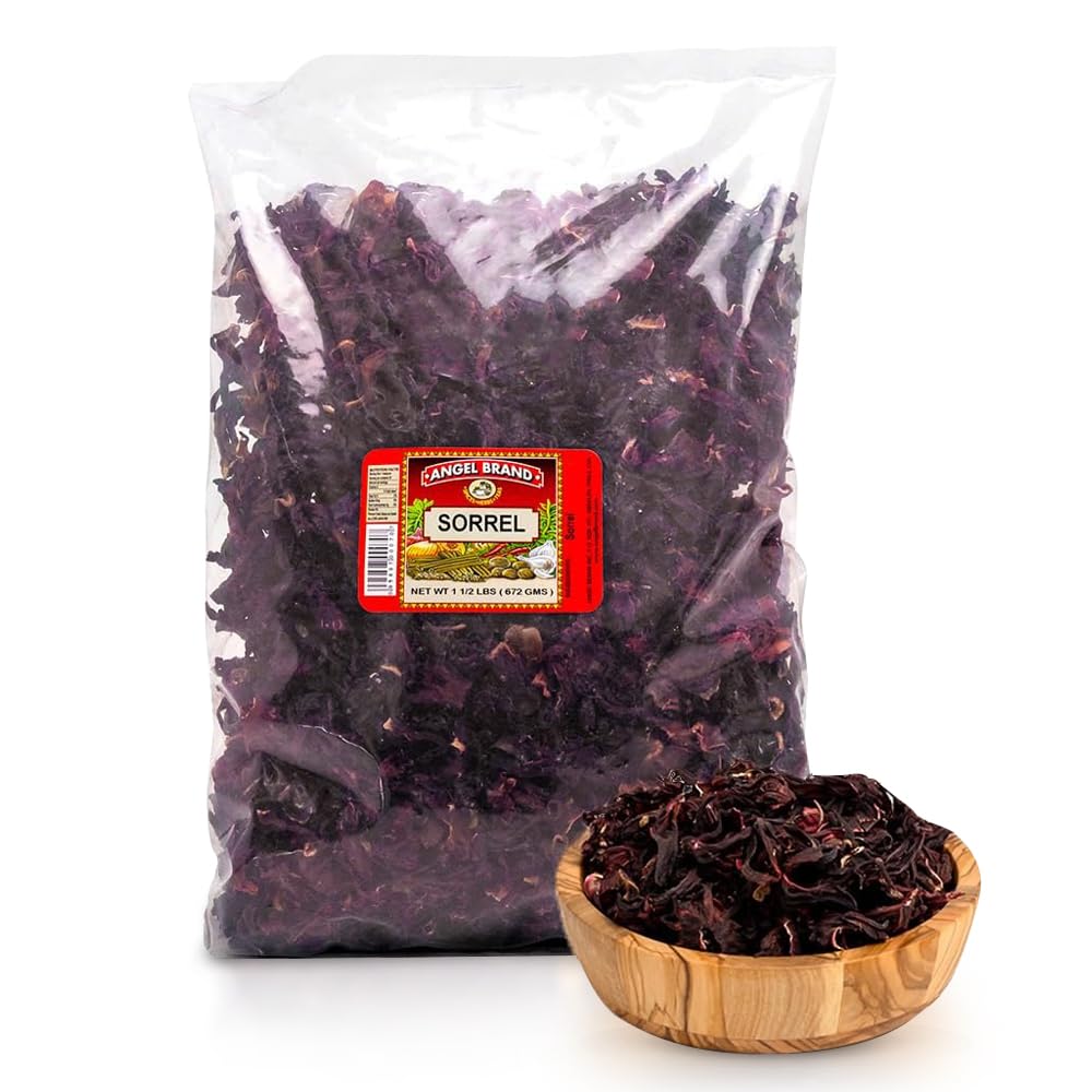 Angel Brand dried sorrel hibiscus flowers 1.5 lb pouch, ideal for vibrant hibiscus tea and refreshing hydration.