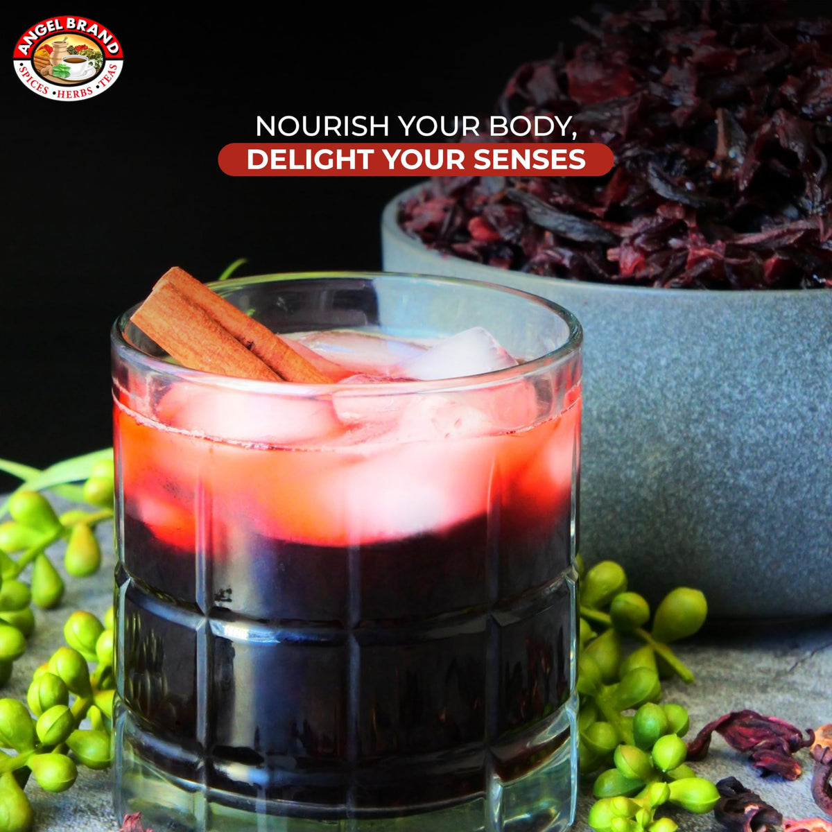 Angel Brand hibiscus loose petals scent lingers, inviting a sensory tea moment.