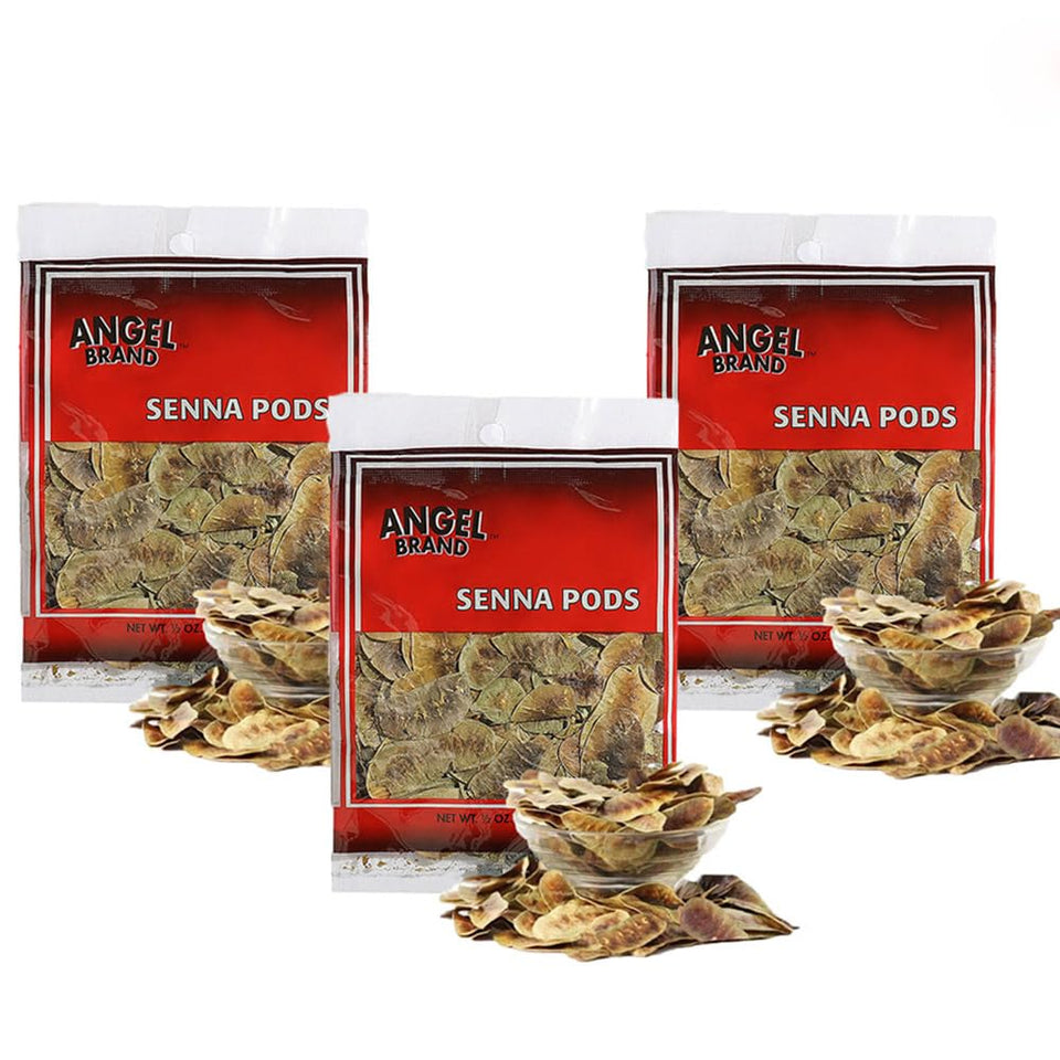 Angel Brand Senna pods, front view, ideal for brewing traditional tea blends.