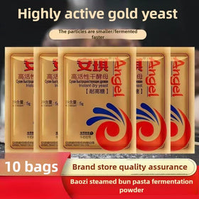 Angel instant dry yeast bag closeup highlights portability and freshness for quick bakes