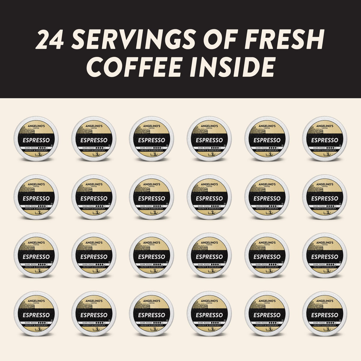 Cup captures the dark roast aroma of Angelino's coffee.