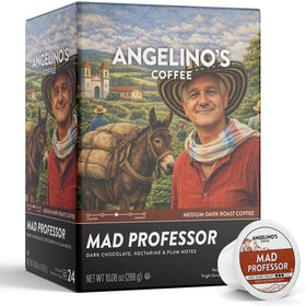 Angelino's Coffee Mad Professor Pods offer a medium-dark roast for mornings