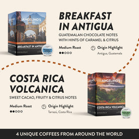 Angelino's Coffee Reserve Mad Professor cup delivers bold chocolate notes for afternoon savoring.