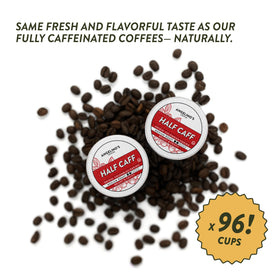 Angelino's Half Caff small-batch roast locks aromas at peak freshness.