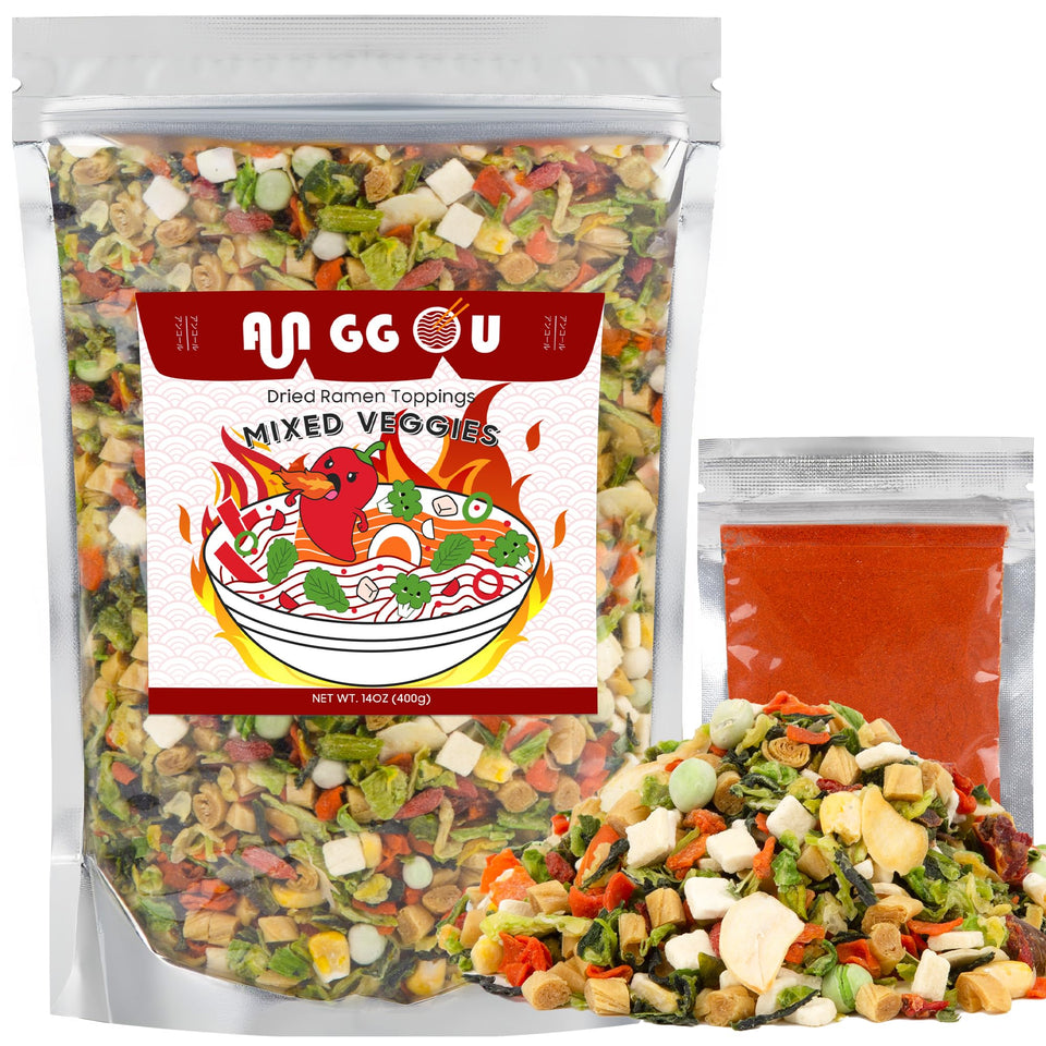 Anggou spicy vegetable ramen toppings blend 14oz ready to elevate ramen bowls with color and heat