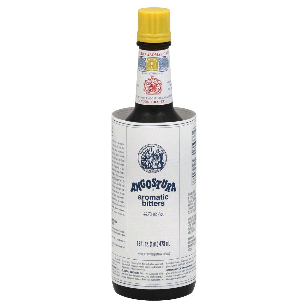 Angostura Aromatic Bitters 16 oz bottle highlights a versatile flavor booster for cocktails and sauces