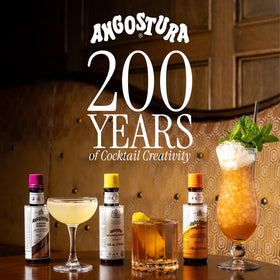 ANGOSTURA Orange Bitters with a cocktail glass demonstrates versatile mixology.
