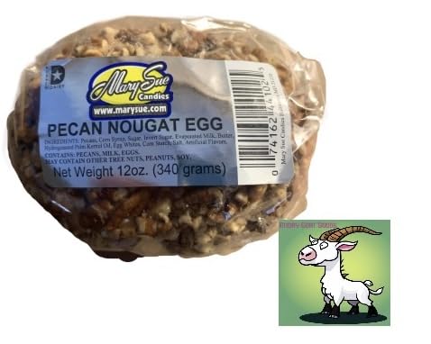 Angry Goat Goods Mary Sue Pecan Nougat Egg on fridge decoration for festive display.
