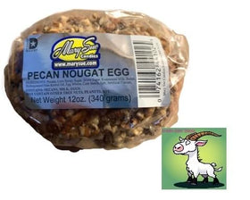 Angry Goat Goods Mary Sue Pecan Nougat Egg on fridge decoration for festive display.
