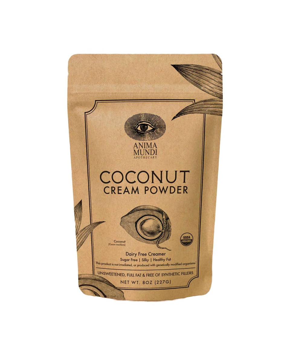 Anima Mundi Coconut Cream Powder bottle, vegan creamer for everyday use