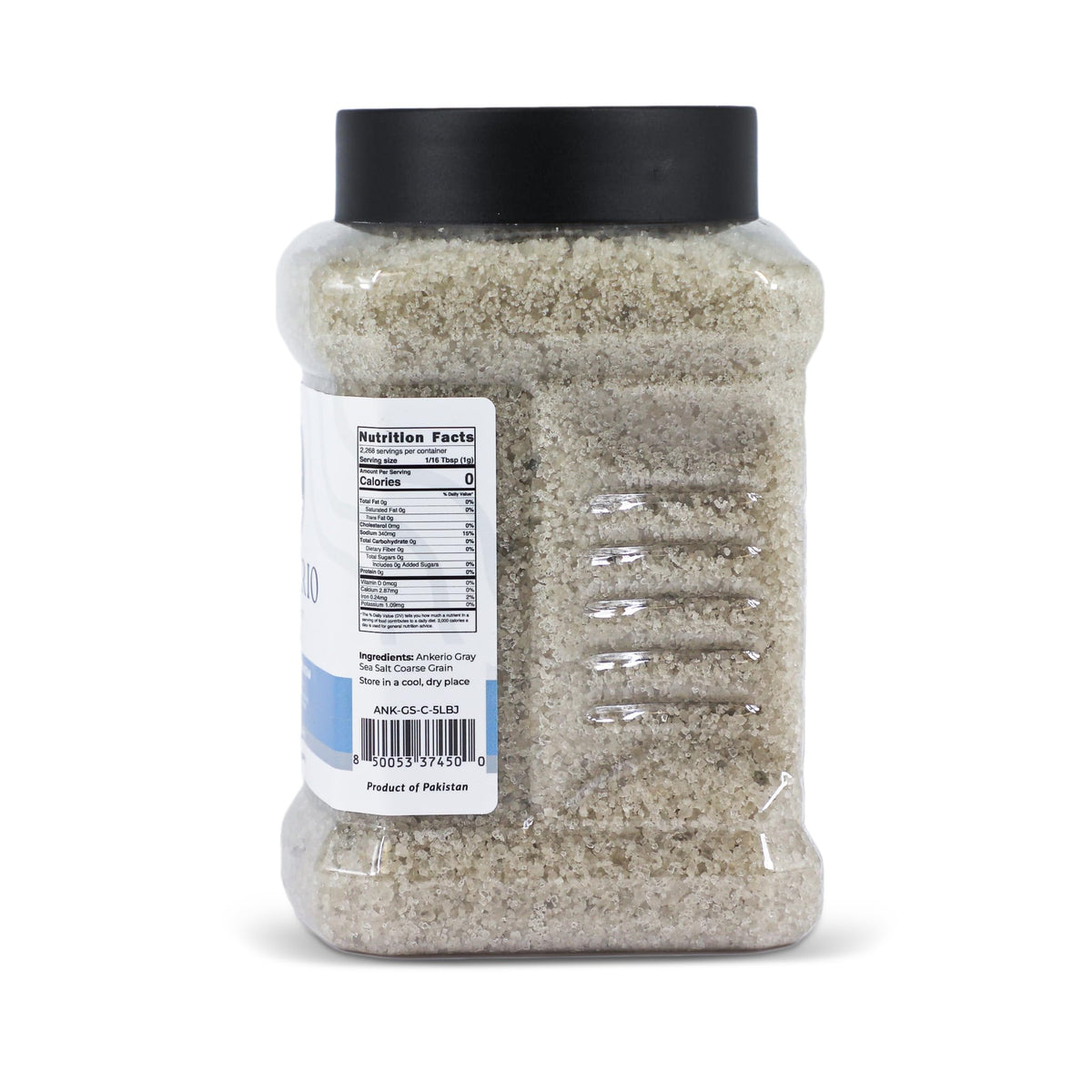 Ankerio Gray Sea Salt kitchen-counter jar for everyday cooking with additive-free seasoning.