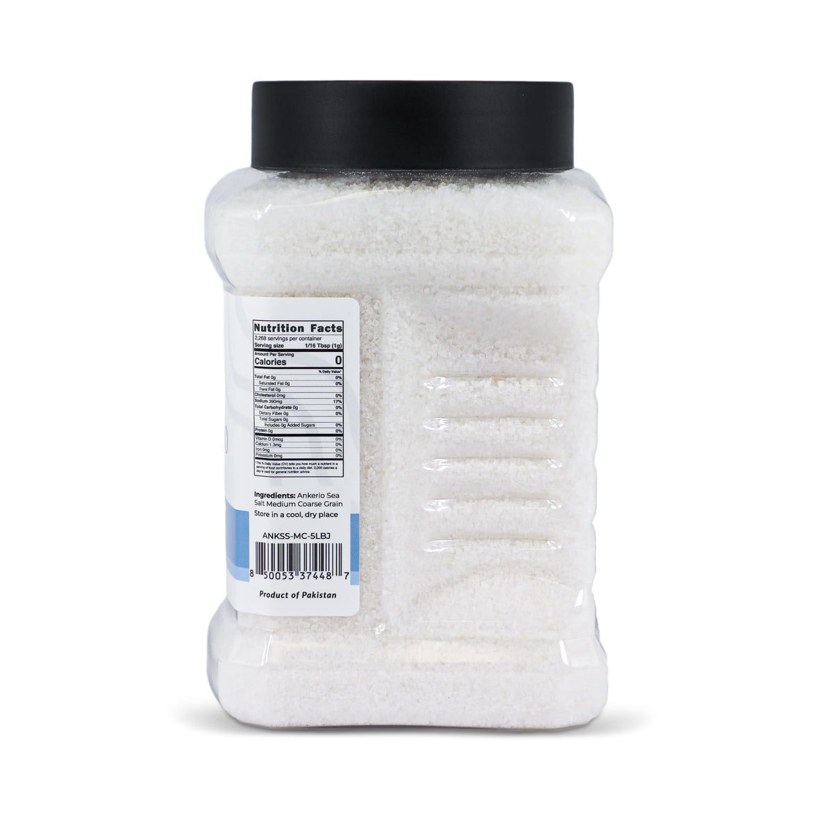 Ankerio Sea Salt in a kitchen setup showing a resealable jar for fresh seasoning