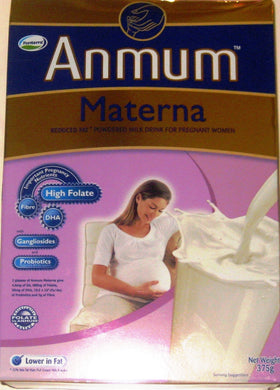 Anmum Materna plain reduced-fat milk powder can for daily pregnancy nutrition.