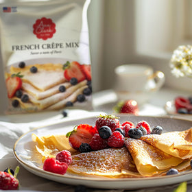 Ann Clark crepe mix batter being poured for quick, versatile breakfasts