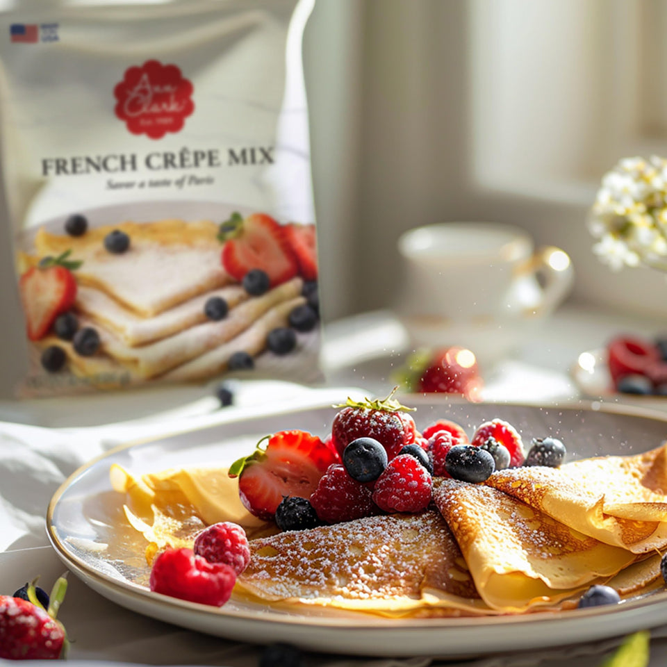 Ann Clark crepe mix batter being poured for quick, versatile breakfasts