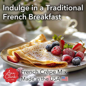 Ann Clark crepe mix yields a stack of golden crepes ready to fill