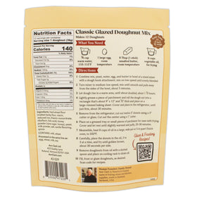 Ann Clark Doughnut Mix ingredients closeup emphasizes artisanal flour and sugar.