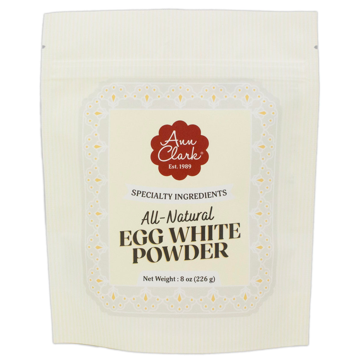 Ann Clark egg white powder bottle—high-protein baking ingredient