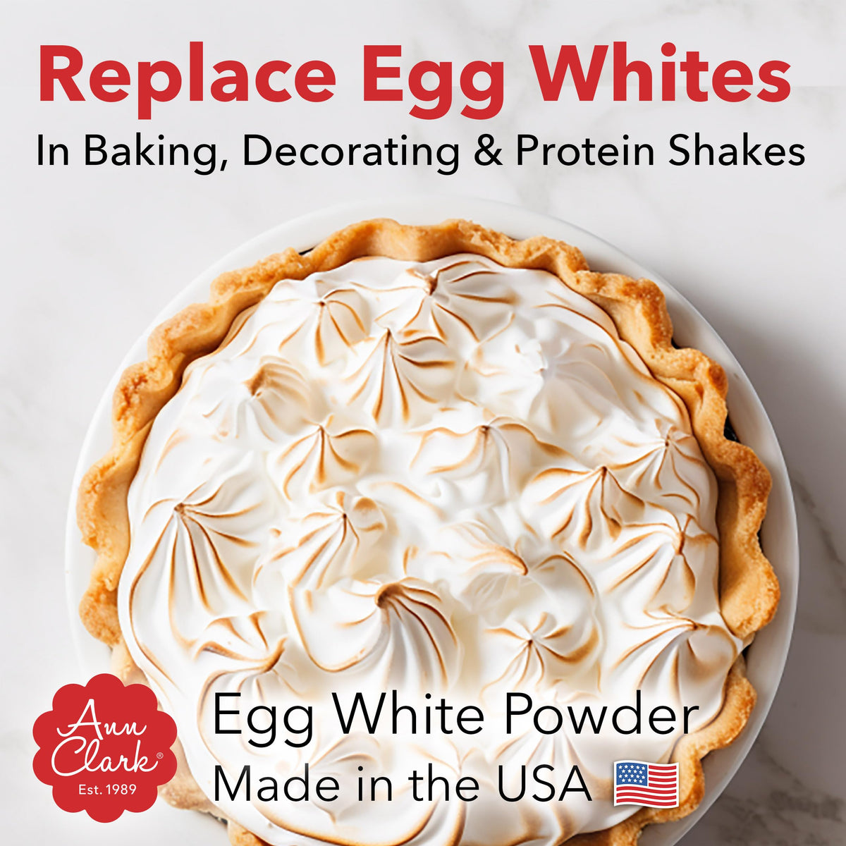 Ann Clark egg white powder scoop ready for protein shakes