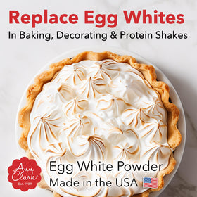Ann Clark egg white powder scoop ready for protein shakes