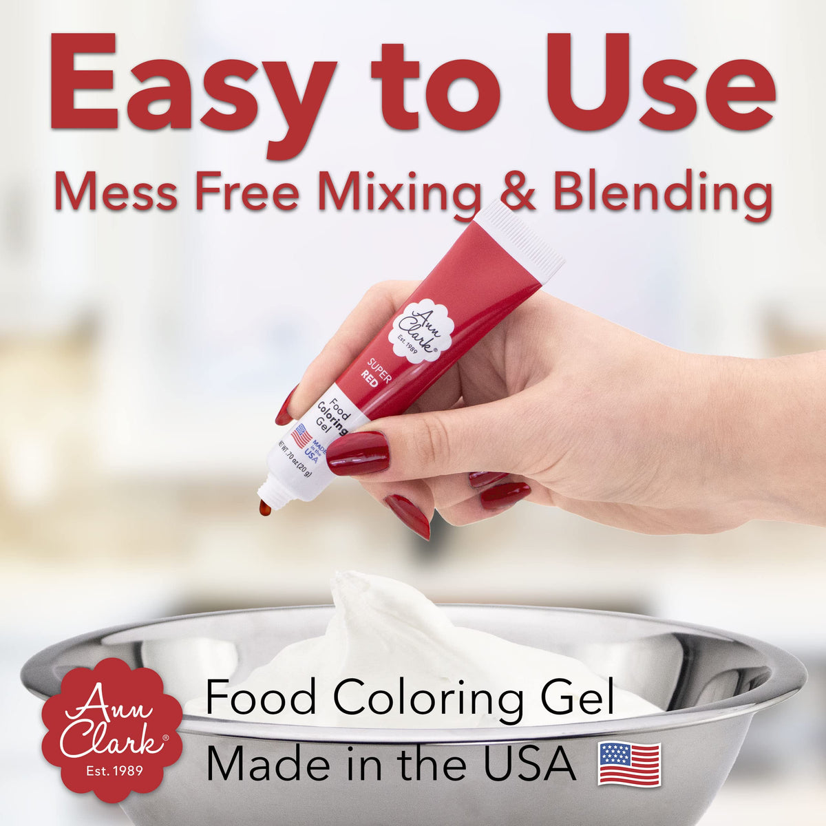 Ann Clark gel coloring enables easy drop-by-drop decorating control.