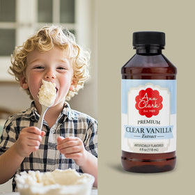 Ann Clark Premium Clear Vanilla bottle front showing color-free flavor for bright icing