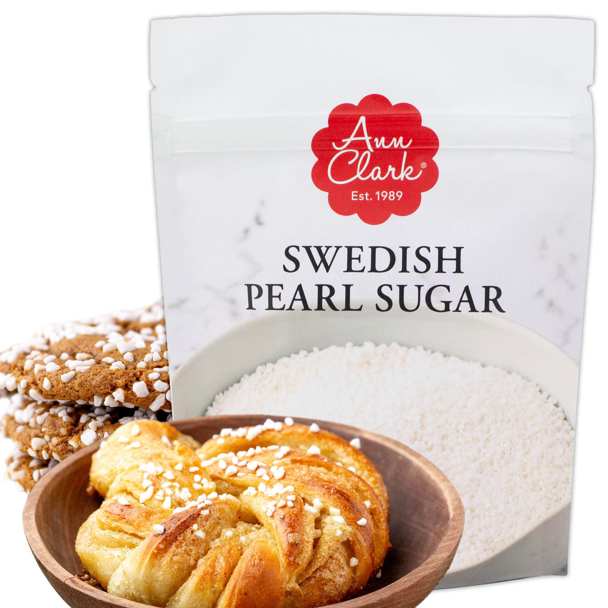 Ann Clark Swedish Pearl Sugar closeup, crunchy pearls elevating pastries.