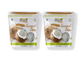 Close-up of Anna and Sarah coconut chips showing natural texture and color.