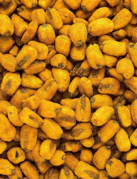 Anna and Sarah Crunchy Corn kernels texture closeup highlighting crunch