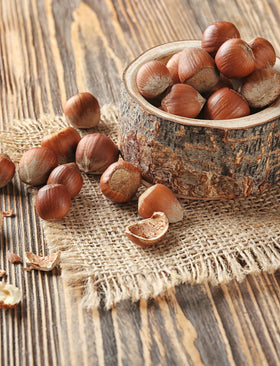 Anna and Sarah hazelnuts in-shell display—versatile pantry staple.