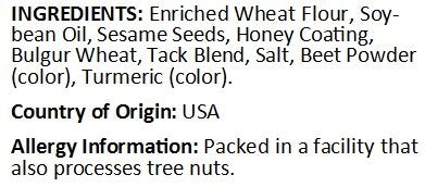 Anna and Sarah honey roasted sesame sticks origin USA shows quality.
