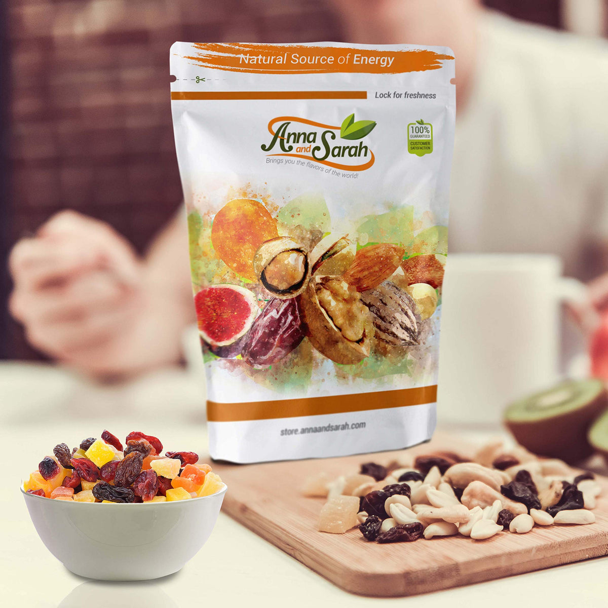 Anna and Sarah raisins provide chewy texture in a balanced fruit mix