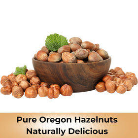 Anna and Sarah raw hazelnuts bag top view, showcasing fresh, natural Oregon nuts.