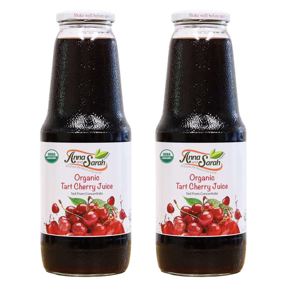 Anna and Sarah tart cherry juice 33.8 oz bottle with no added sugar.