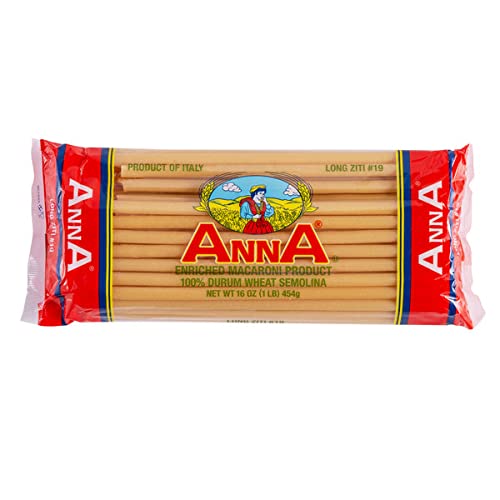 Anna Home Collection uncooked ziti; versatile shape for classic Italian dishes.