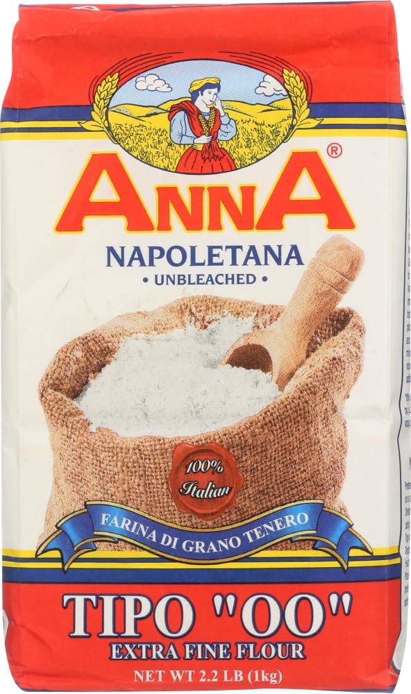 ANNA Napoletana extra fine flour bag on counter for authentic Neapolitan dough