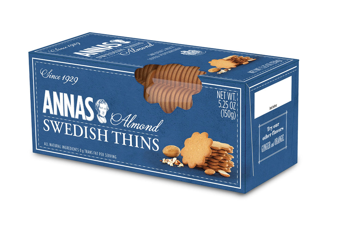 Anna's Ginger Thins Pack Shot: inviting display for a cozy tea break