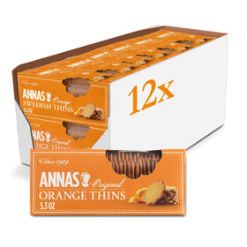 Annas Thins Orange Pepparkakor box set showing Swedish tradition and a convenient 12-pack