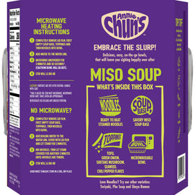 Annie Chun's miso soup bowl with vegetables and tofu ready in minutes.