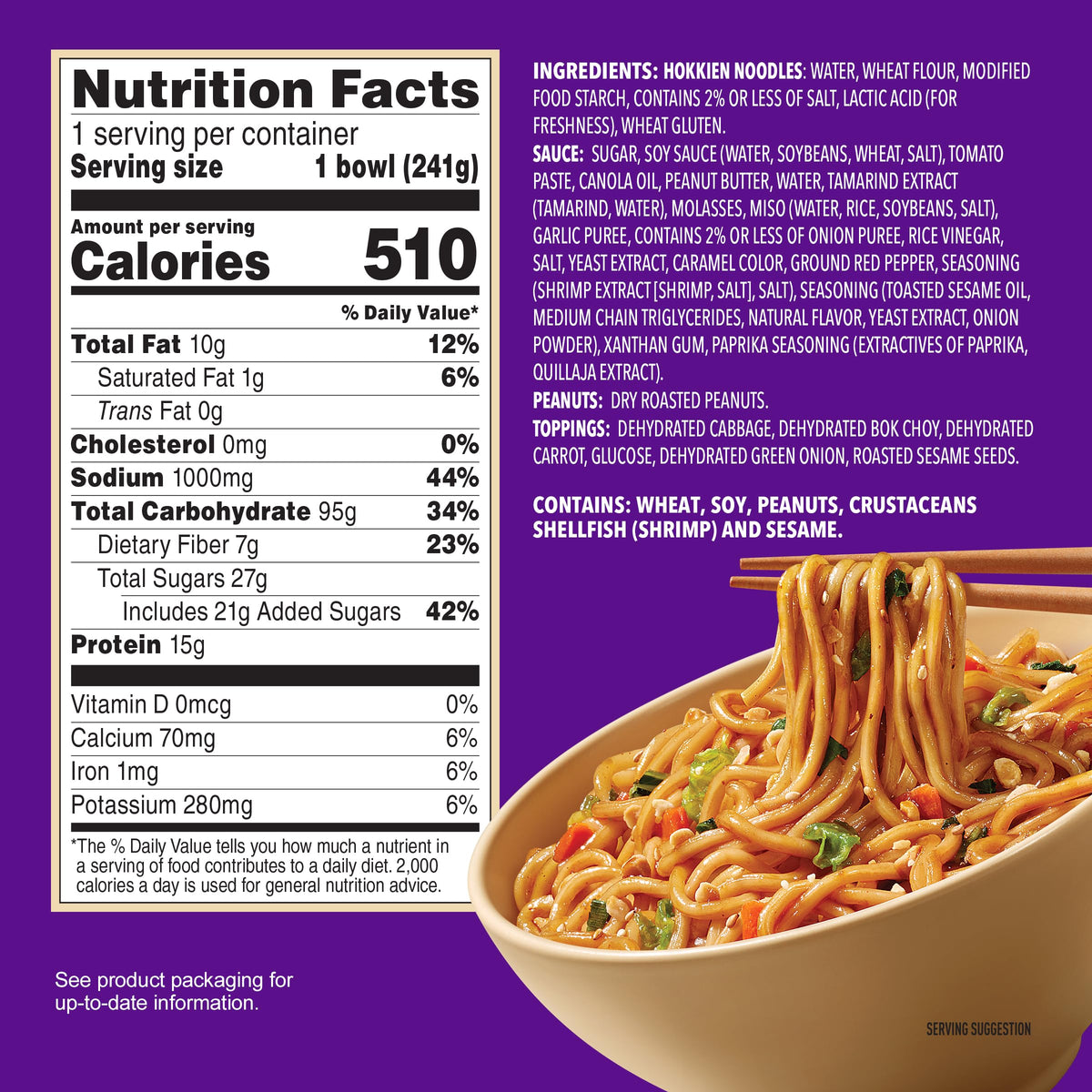 Annie Chun's Pad Thai bowl pack display, six convenient meals.