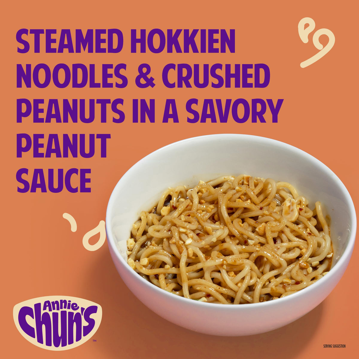Annie Chun's Peanut Satay Noodle Bowl glossy noodles ready to slurp.